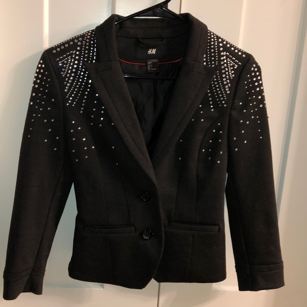 H&M bedazzled 3/4 sleeve blazer